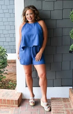 Vision - JP098PP - 61522 Want The Best Chambray Romper BOTTOMS