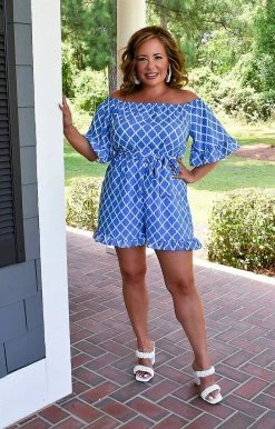 Spin USA - MR3611 - 62422 Fluttering Feelings Print Romper - Blue