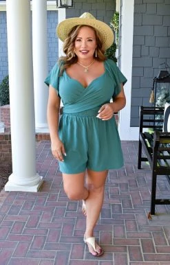 ODDI - IP14667 - 4822 Escape The Crowd Romper - Dark Jade