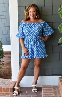 Spin USA - MR3611 - 62422 Fluttering Feelings Print Romper - Blue