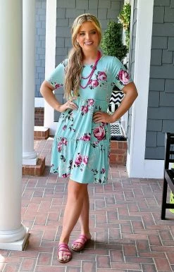 Heimish - ST1197-16 - 71322 Always My Favorite Floral Dress - Mint DRESSES