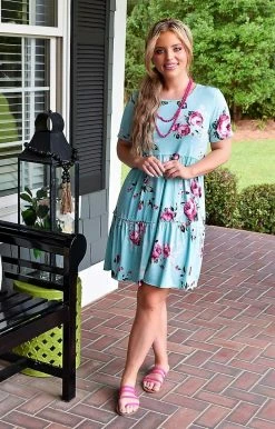 Heimish - ST1197-16 - 71322 Always My Favorite Floral Dress - Mint DRESSES