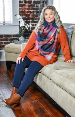 Heimish - BL-ST1335S - 121520 Burning Questions Sweater - Rust Sweaters