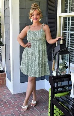 Davi & Dani - DD12521PER - 51222 Cast A Spell Floral Dress - Green DRESSES