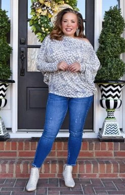 ODDI - T64491 - 11822 TOPS Everything And More Print Top - Denim Blue