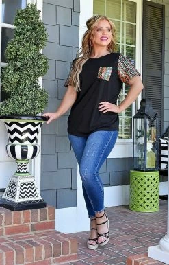 YFW - 10456 - 51822 TOPS Letter Of Love Print Top - Black