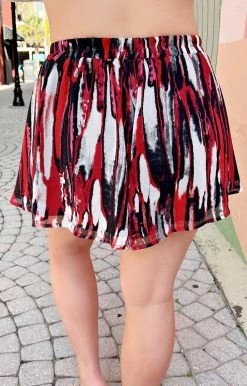 Adrienne - 1810TD - 21722 Keep Confident Print Shorts - Red/Black