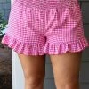 Main Strip - LP80516 - 51722 In Your Sights Gingham Shorts - Fuchsia