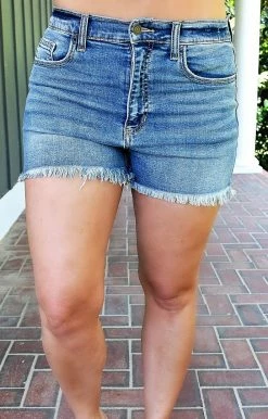 Sneak Peek - SP-S7286MD - 51822 BOTTOMS Wonder Often High Waist Distressed Denim Shorts