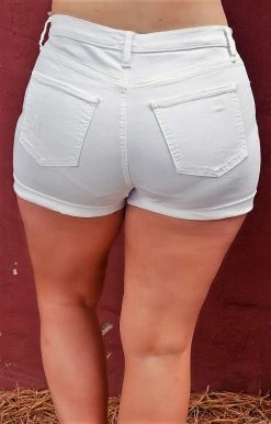 Sneak Peek - SP-S7372WT - 52422 BOTTOMS Hear You Out High Waist Distressed Denim Shorts