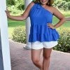 143 Story - TM8880-PP - 6122 Summertime Feels Top - Cobalt Blue TOPS