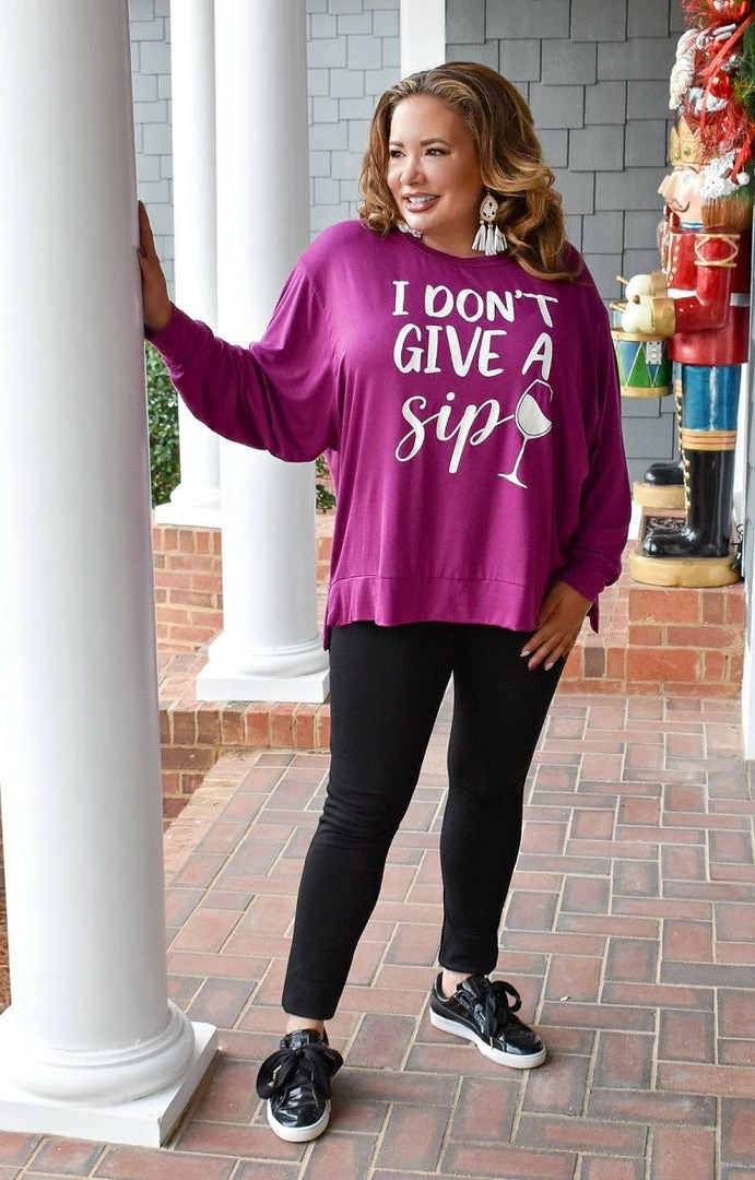 Sew In Love - ET928-13RS - 121121 Graphic Tees I Don't Give A Sip Graphic Top 4 Sew In Love - ET928-13RS - 121121 Graphic Tees I Don't Give A Sip Graphic Top