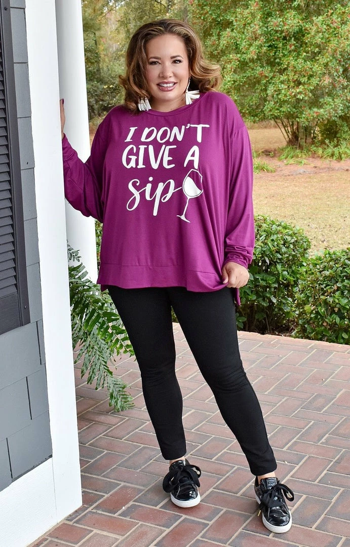 Sew In Love - ET928-13RS - 121121 Graphic Tees I Don't Give A Sip Graphic Top 1 Sew In Love - ET928-13RS - 121121 Graphic Tees I Don't Give A Sip Graphic Top
