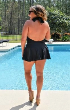 Unique Vintage - CZ148 - 33022 Oasis Babe One Piece Skirted Swimsuit - Black SWIMWEAR 6 Unique Vintage - CZ148 - 33022 Oasis Babe One Piece Skirted Swimsuit - Black SWIMWEAR