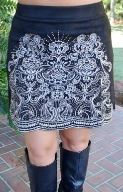 Andree - 64277-PP - 102821 BOTTOMS Meet Me There Embroidered Skirt - Black