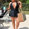 Unique Vintage - CZ148 - 33022 Oasis Babe One Piece Skirted Swimsuit - Black SWIMWEAR