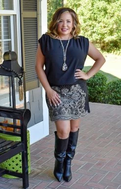 Andree - 64277-PP - 102821 BOTTOMS Meet Me There Embroidered Skirt - Black