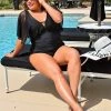 Unique Vintage - CZ151 - 33022 Secret Vacation One Piece Swimsuit - Black SWIMWEAR