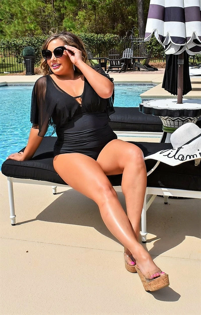 Unique Vintage - CZ151 - 33022 Secret Vacation One Piece Swimsuit - Black SWIMWEAR 1 Unique Vintage - CZ151 - 33022 Secret Vacation One Piece Swimsuit - Black SWIMWEAR