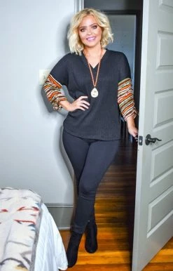 HeySon - HD1302PD - 102620 Well Versed Print Sweater - Black Sweaters