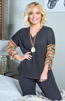 HeySon - HD1302PD - 102620 Well Versed Print Sweater - Black Sweaters