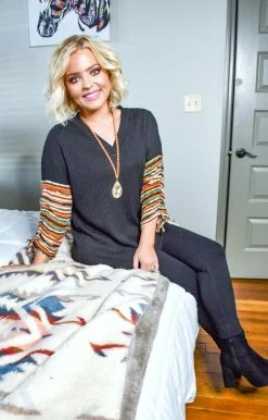 HeySon - HD1302PD - 102620 Well Versed Print Sweater - Black Sweaters