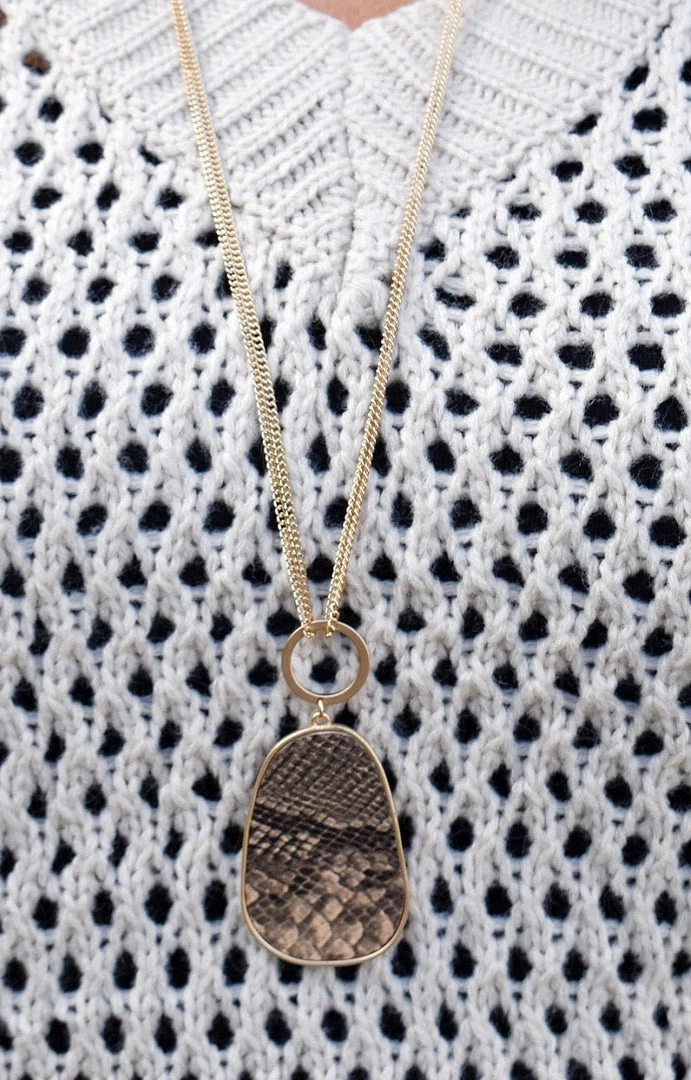 What's Hot - QNE1530SNAKE - 12921 Rule Breaker Snake Print Necklace Accessories 2 What's Hot - QNE1530SNAKE - 12921 Rule Breaker Snake Print Necklace Accessories