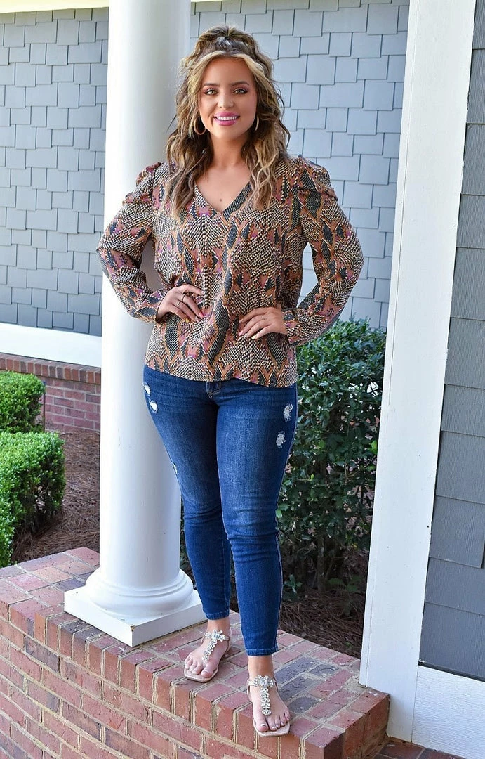 Adrienne - 2497AM - 4522 Clear Your Schedule Snake Print Top 1 Adrienne - 2497AM - 4522 Clear Your Schedule Snake Print Top