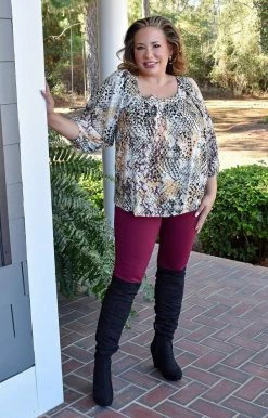 Andree - 18754-1 - 12022 Heart's Desire Snake Print Top