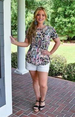 Heimish - ST1577-44 - 71422 No Doubt About It Snake Print Top TOPS