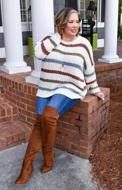 Staccato - 53020PP - 11222 I'll Be Yours Striped Sweater - Ivory/Multi