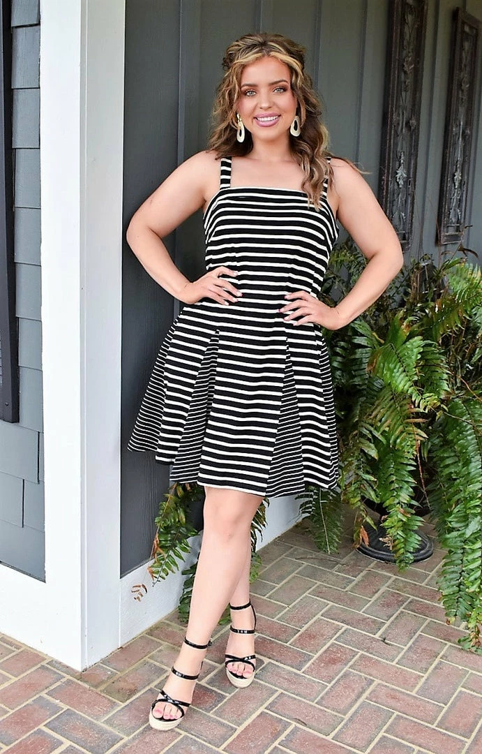 White Birch - D90122XL - 31222 It's Your World Striped Dress - Black/Ivory DRESSES 4 White Birch - D90122XL - 31222 It's Your World Striped Dress - Black/Ivory DRESSES