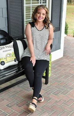 Heimish - BL-ST2212-10 - 31822 Don't Wait Striped Top - Ivory/Black