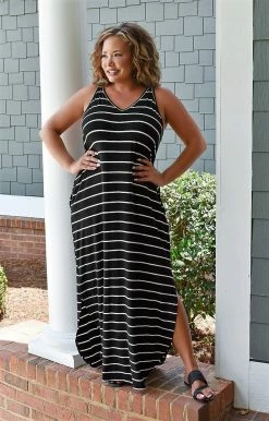 Heimish - SD1292-11 - 7622 Fell For You Striped Maxi Dress - Black Maxi & Midi Dresses