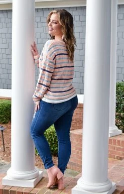Andree - T10335 - 11722 Get The Message Striped Sweater - Blush 6 Andree - T10335 - 11722 Get The Message Striped Sweater - Blush