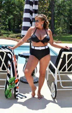 Unique Vintage - CZ002T - 22120 SWIMWEAR Beach Babe Bikini Top - Black