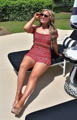 Unique Vintage - CZ193 - 43022 SWIMWEAR Summers In Cabo Print Bikini Top