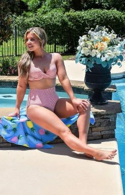 Queen - 103759 - 6222 Setting Sail Two Piece Gingham Swimsuit - Orange