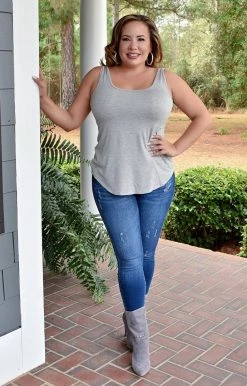 Adrienne - 1769MD - 1422 New To Me Tank - Heather Gray TOPS