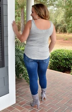 Adrienne - 1769MD - 1422 New To Me Tank - Heather Gray TOPS