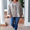 Andree - 20130-1 - 11722 Wild Fascination Print Top - Teal/Multi