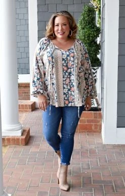 Andree - 20130-1 - 11722 Wild Fascination Print Top - Teal/Multi