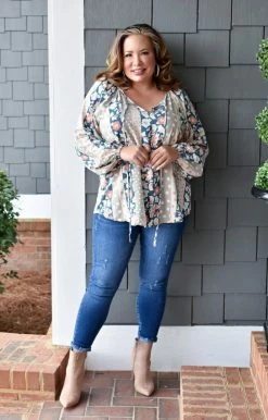 Andree - 20130-1 - 11722 Wild Fascination Print Top - Teal/Multi