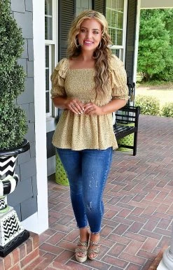 HeySon - ET1256PD - 61622 TOPS Sunshine On My Mind Floral Top - Honey 7 HeySon - ET1256PD - 61622 TOPS Sunshine On My Mind Floral Top - Honey