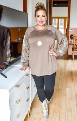 Southern Grace - 6434-TAUPE - 101220 Get Glowing Sequin Pullover - Taupe 7 Southern Grace - 6434-TAUPE - 101220 Get Glowing Sequin Pullover - Taupe