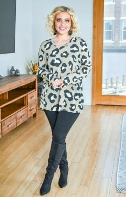 Heimish - BL-ST1447-10 - 111320 Spotted You From Afar Leopard Print Sweater - Taupe