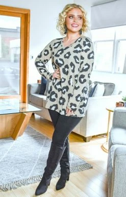 Heimish - BL-ST1447-10 - 111320 Spotted You From Afar Leopard Print Sweater - Taupe