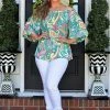 Flying Tomato - IT11647-PP - 7322 TOPS Enjoy The Moment Print Top - Green