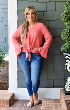 143 Story - TY3669 - 61122 Don't Get Tied Up Top - Coral