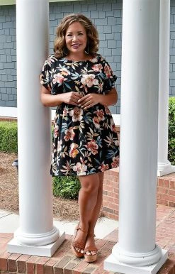 First Love - D11935 - 71922 DRESSES Stronger Than Before Floral Dress - Black